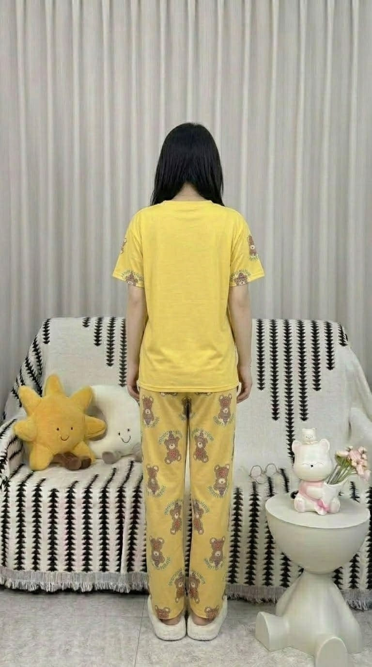 Cute Stitch Print 3-Piece Sleepwear & Pyjama Set (T-Shirt, Long Pants & Shorts)