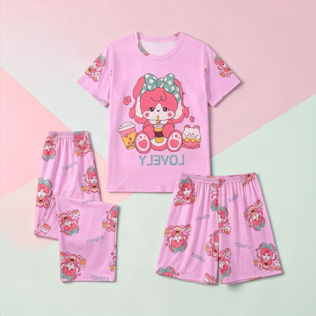 Pink Love Bear 3-Piece Lounge Set