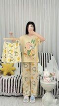 Cute Stitch Print 3-Piece Sleepwear & Pyjama Set (T-Shirt, Long Pants & Shorts)