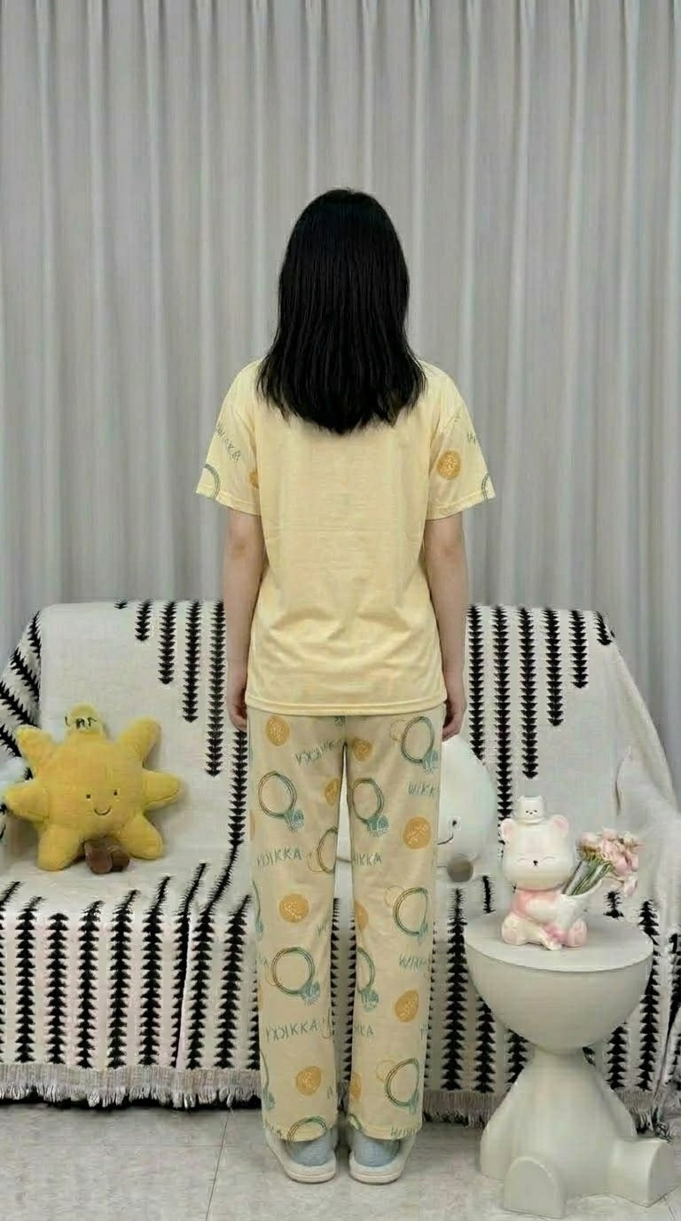 Cute Stitch Print 3-Piece Sleepwear & Pyjama Set (T-Shirt, Long Pants & Shorts)