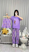 Cute Stitch Print 3-Piece Sleepwear & Pyjama Set (T-Shirt, Long Pants & Shorts)